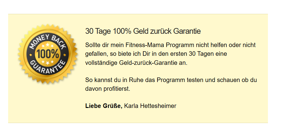Fitnessmama Erfahrungen Die 30 Tage Geld-zurück Garantie